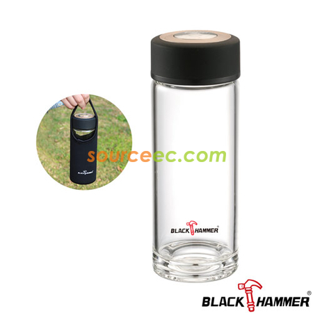550ML BLACK HAMMER玻璃水瓶典雅金(附布套)