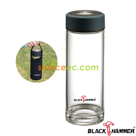 530ML BLACK HAMMER玻璃水瓶紳士藍(附布套)