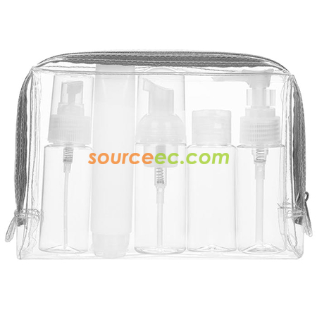 Travel Bottles Kit in PVC Toiletries Pouch (Airline Approved Capacity)