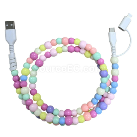 One to two colored bead charging cable